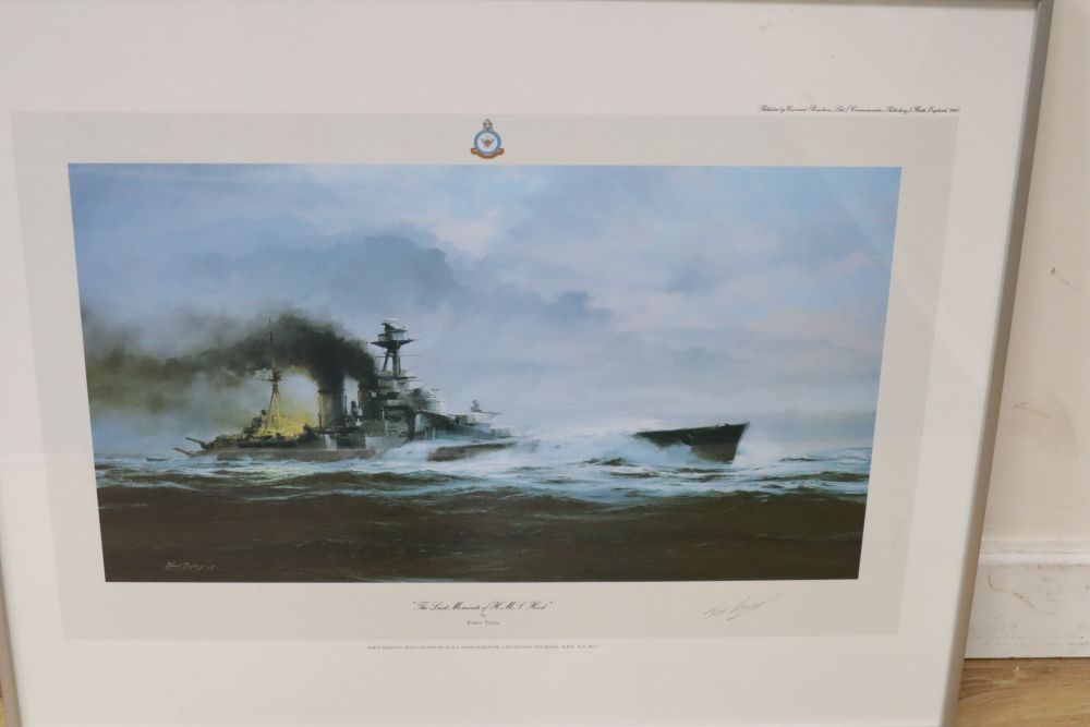 Robert Taylor (1945-1997), a group of assorted limited edition prints including two signed by Lord Mount Batten of Burma, HMS Cavalier